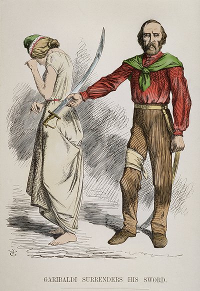 Alegoría de Garibaldi dejando su espada y abandonando Roma, 1849 de English School
